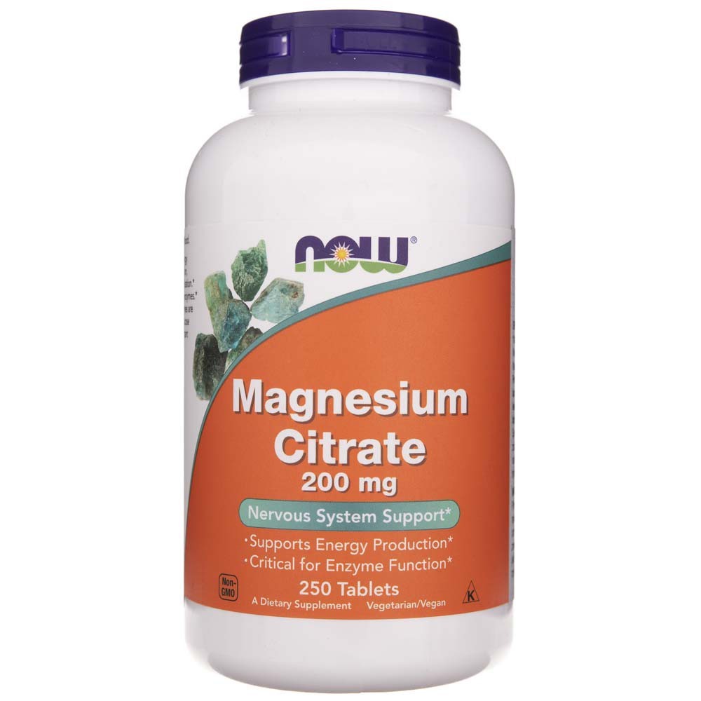 NOW FOODS magnija citrāts 200 mg – 250 tabletes
