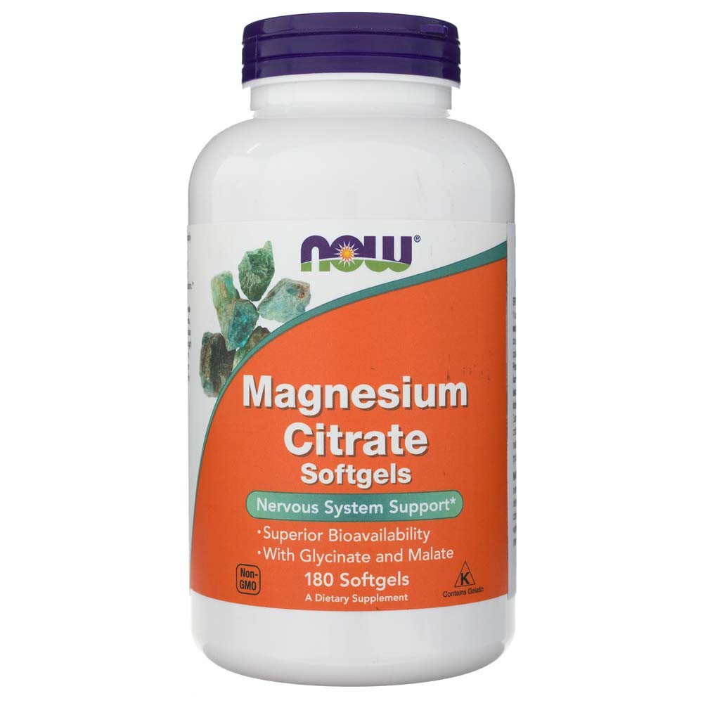 NOW FOODS magnija citrāts – 180 kapsulas