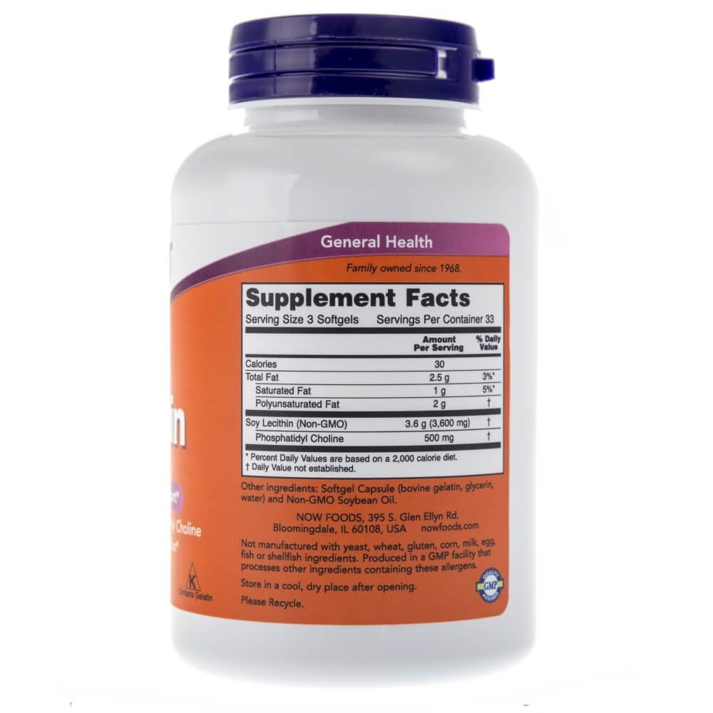 NOW FOODS lecitīns bez ĢMO 1200 mg – 100 kapsulas