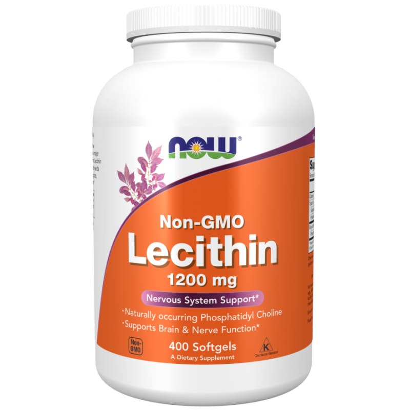 NOW FOODS lecitīns (bez ĢMO lecitīns) 1200 mg – 400 kapsulas