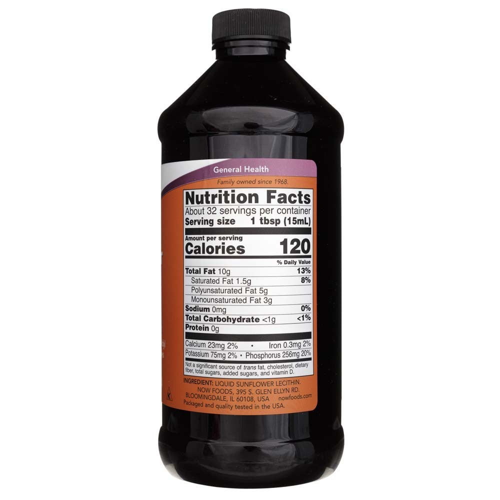 NOW FOODS šķidrais saulespuķu lecitīns – 473 ml