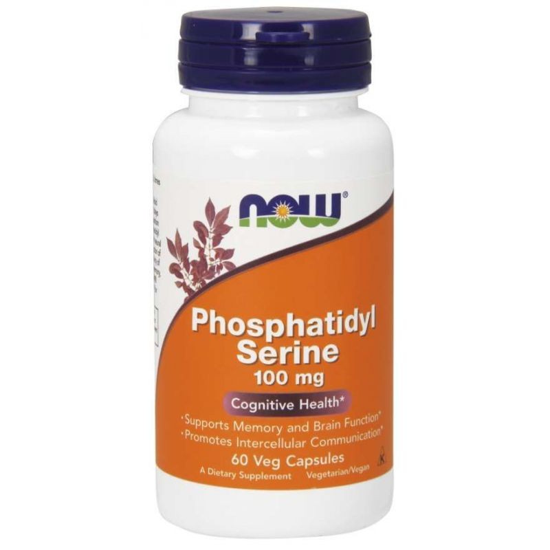 NOW FOODS fosfatidilserīns 100 mg ar holīnu un inozītu – 60 kapsulas