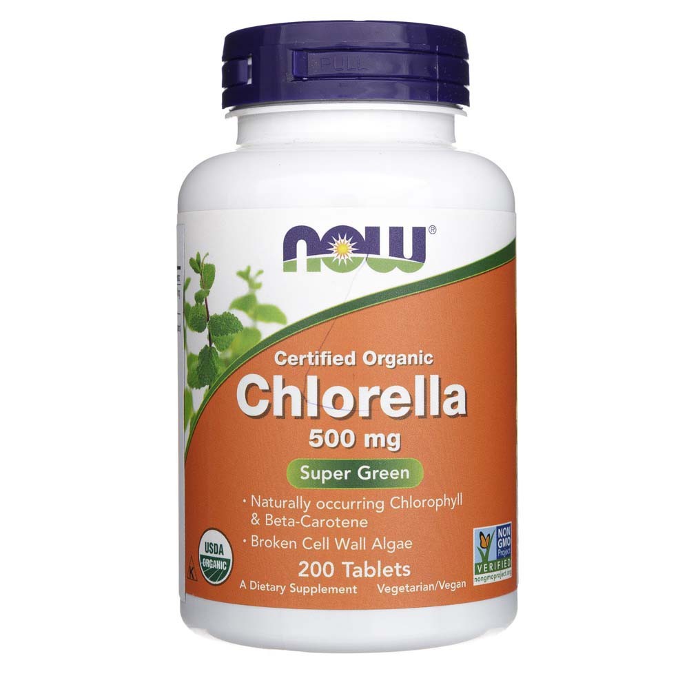 NOW FOODS organiskā hlorella 500 mg – 200 tabletes