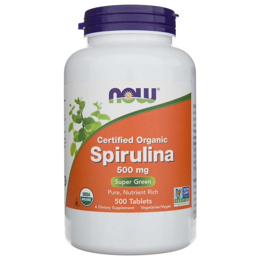 NOW FOODS spirulīna 500 mg – 500 tabletes