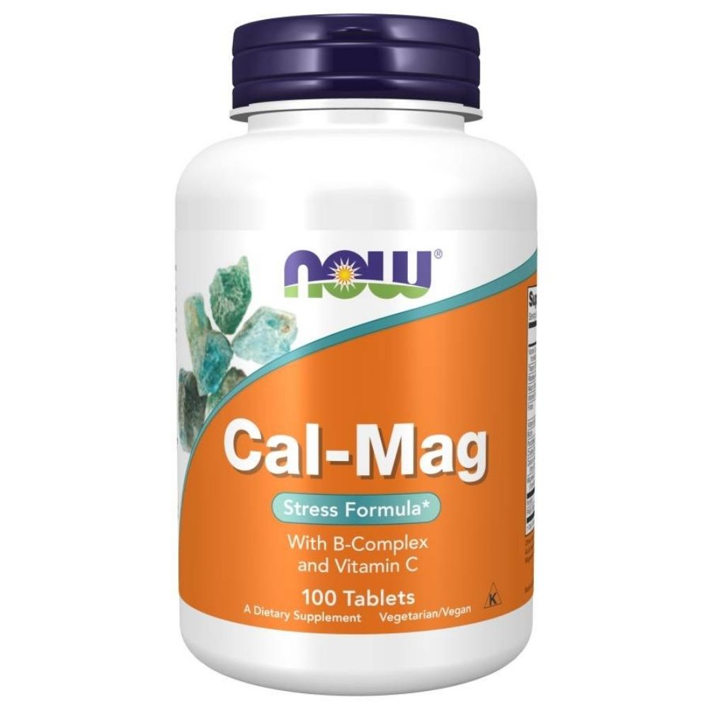 NOW FOODS Cal-Mag Stress Formula stresa kalcijs, magnijs, B vitamīni – 100 tabletes