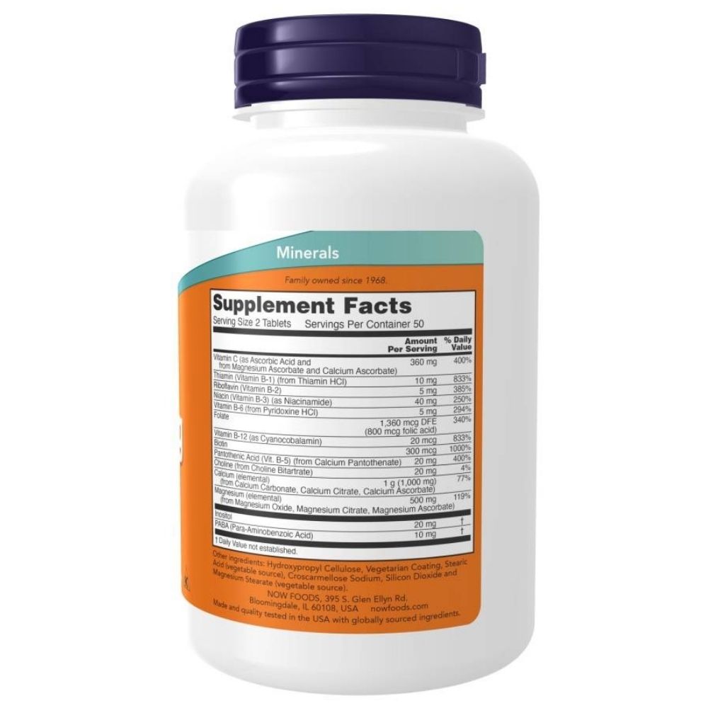 NOW FOODS Cal-Mag Stress Formula stresa kalcijs, magnijs, B vitamīni – 100 tabletes