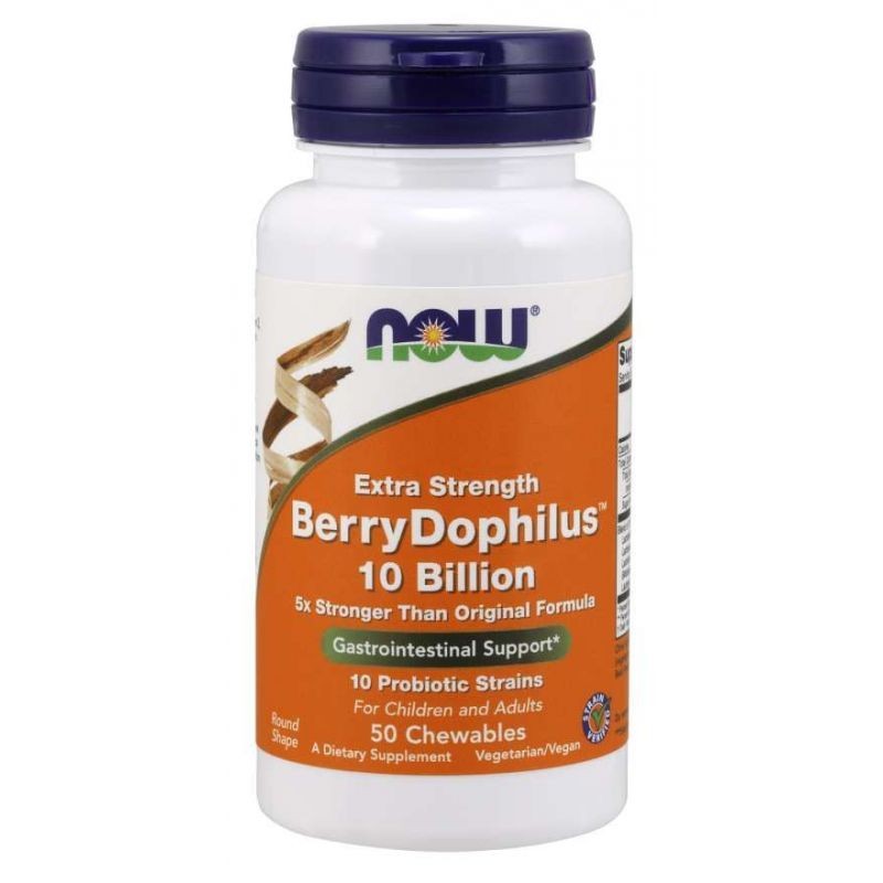 NOW FOODS BerryDophilus probiotikas bērniem un pieaugušajiem – 50 tabletes