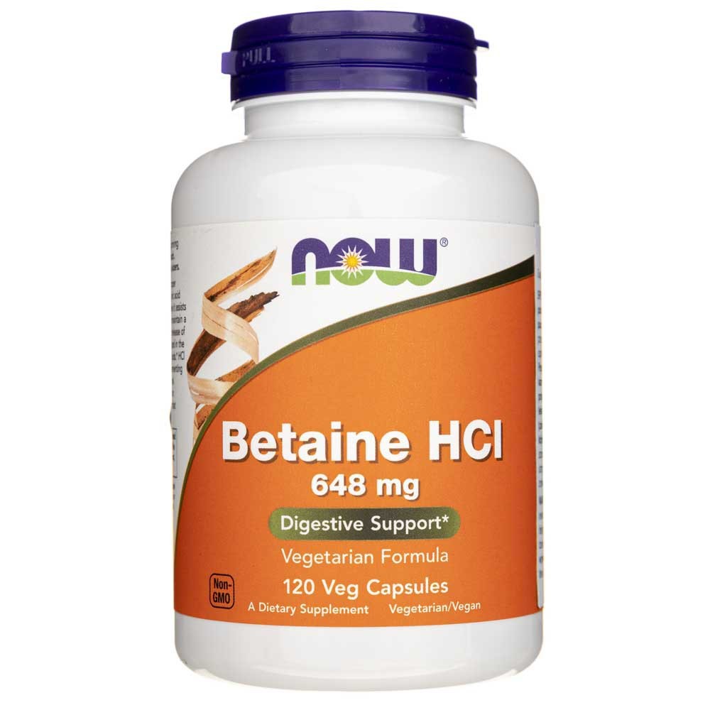 NOW FOODS betaīna hidrohlorīds 648 mg – 120 kapsulas