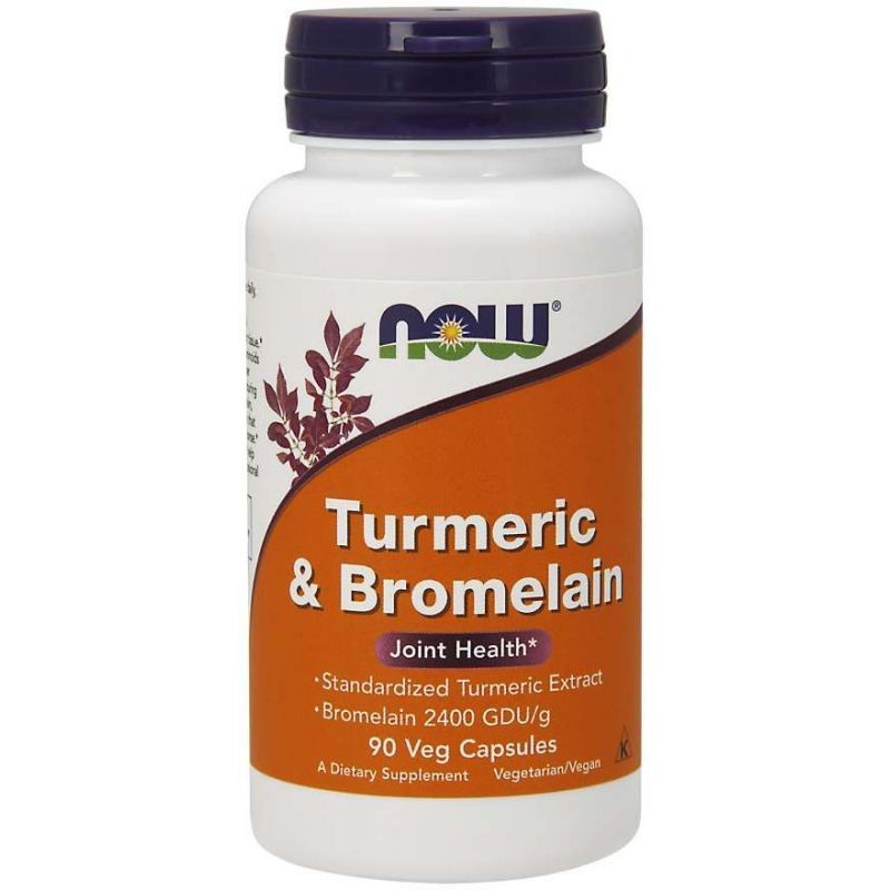 NOW FOODS kurkuma 300 mg un bromelīns 150 mg – 90 kapsulas