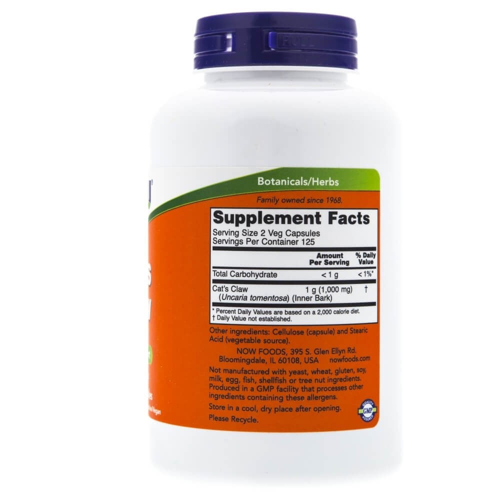 NOW FOODS matainā kaķu naga 500 mg – 250 kapsulas