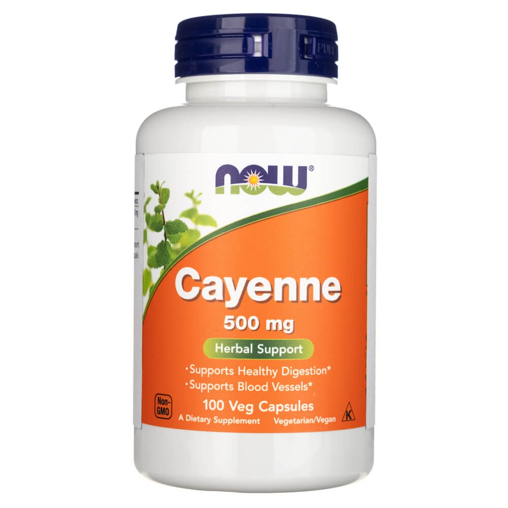 NOW FOODS kajennais pipars 500 mg – 100 kapsulas