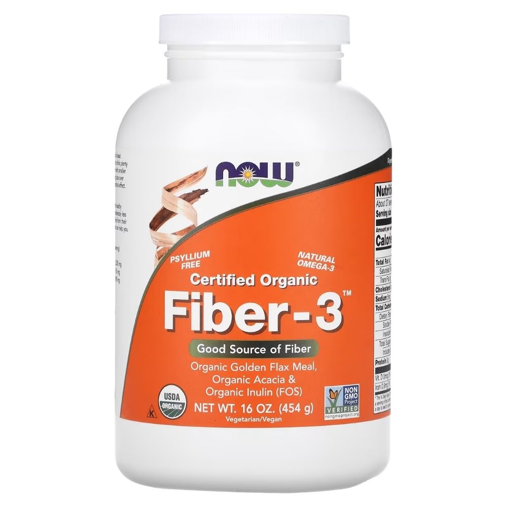 NOW FOODS Fiber-3, šķiedrvielu pulveris – 454 g