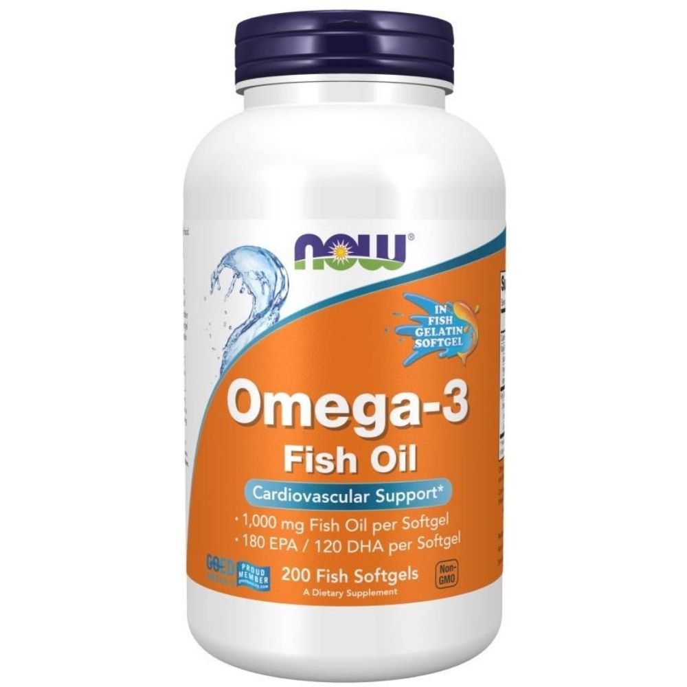 NOW FOODS Omega-3 zivju eļļa – 200 kapsulas