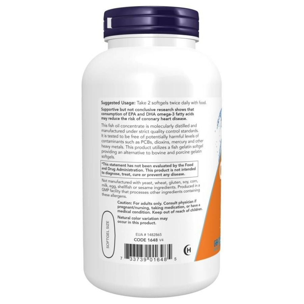 NOW FOODS Omega-3 zivju eļļa – 200 kapsulas
