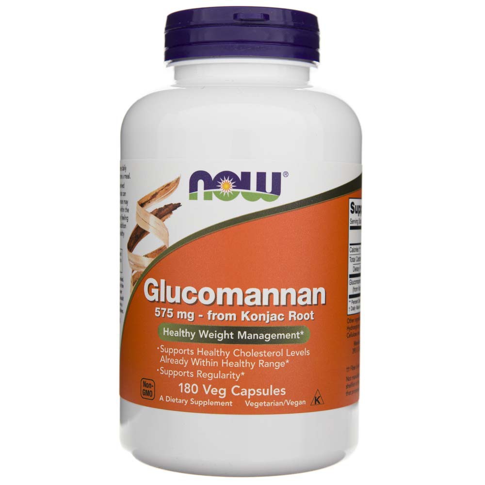 NOW FOODS glikomannāns 575 mg – 180 kapsulas