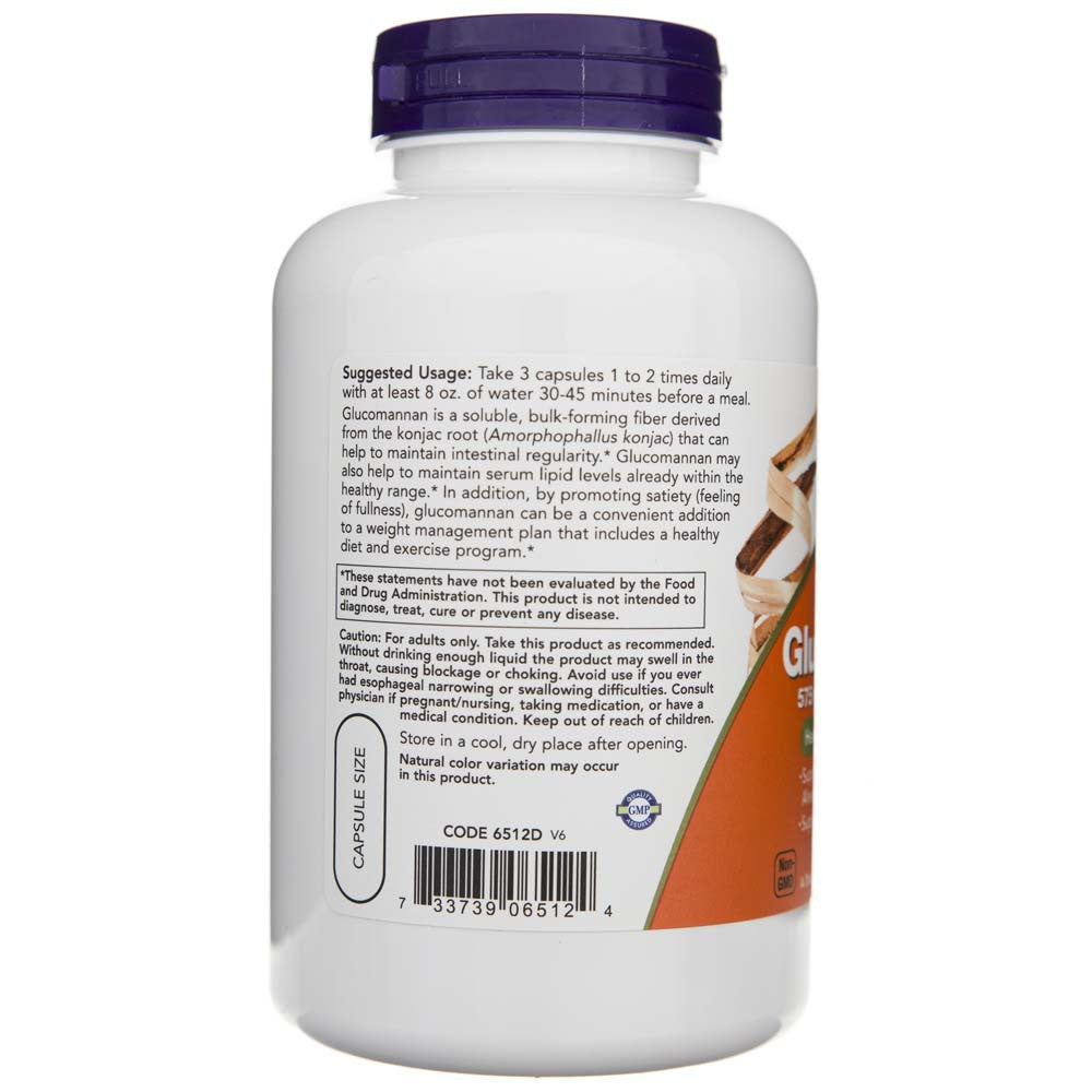 NOW FOODS glikomannāns 575 mg – 180 kapsulas