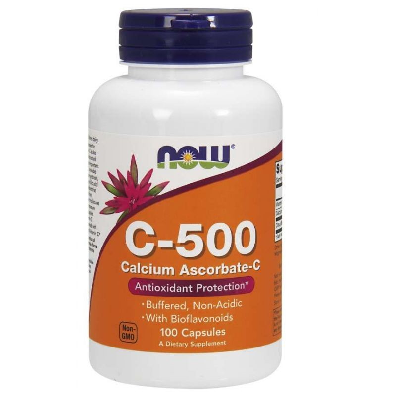 NOW FOODS C-500 buferizēts (kalcija L-askorbāts) – 100 kapsulas