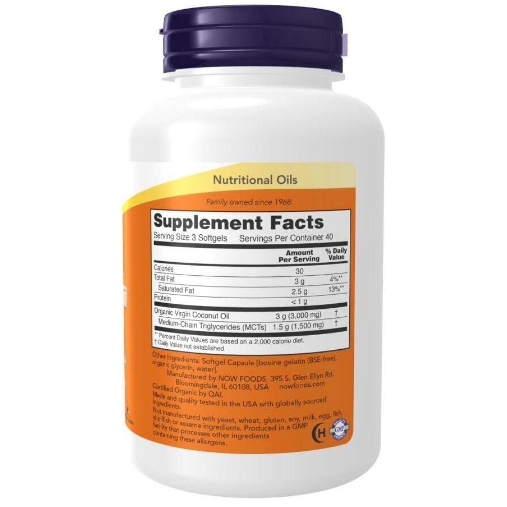 NOW FOODS kokosriekstu eļļa 1000 mg – 120 kapsulas