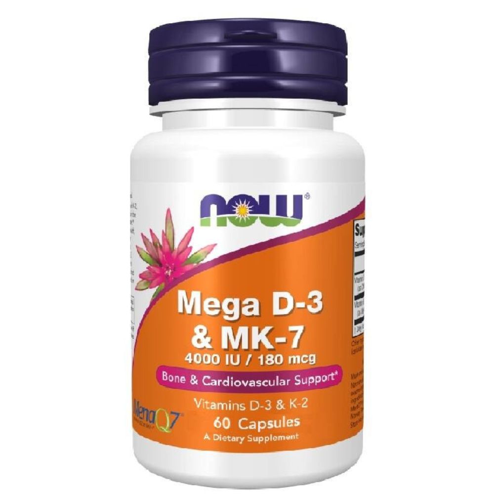 NOW FOODS Mega D3 4000 SV + K2 MK-7 180 µg – 60 kapsulas