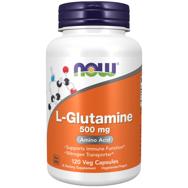 NOW FOODS L-glutamīns 500 mg – 120 kapsulas