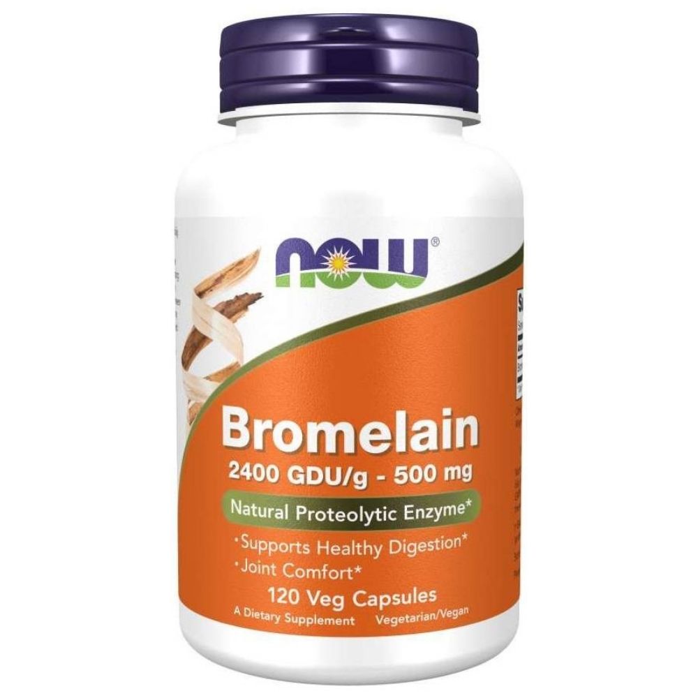 NOW FOODS Bromelīns 500 mg, 2400 GDU/g – 120 kapsulas