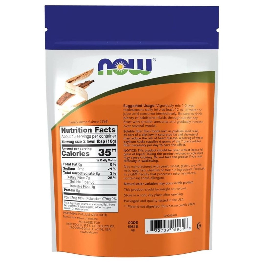 NOW FOODS ceļteku sēnalas – 454 g (Whole Psyllium Husks)