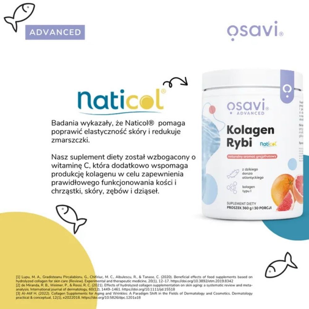 Osavi savvaļas mencu zivju kolagēns Naticol®, citrona garša - 360 g