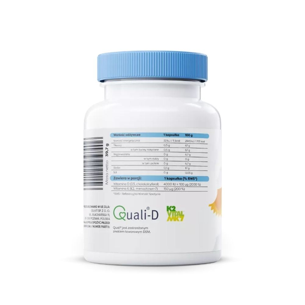 Osavi D3 + K2 vitamīns, 4000 SV + 150 µg - 60 kapsulas