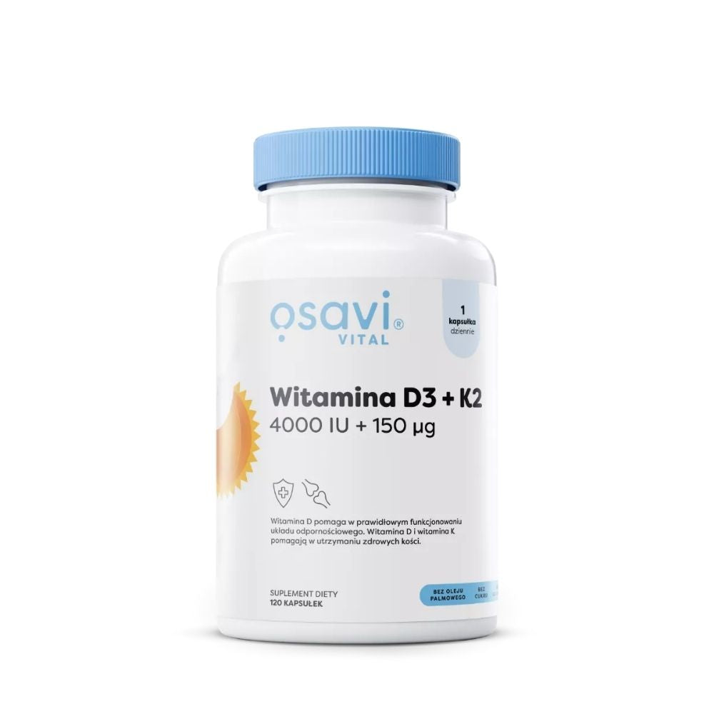 Osavi D3 + K2 vitamīns, 4000 SV + 150 µg - 120 kapsulas