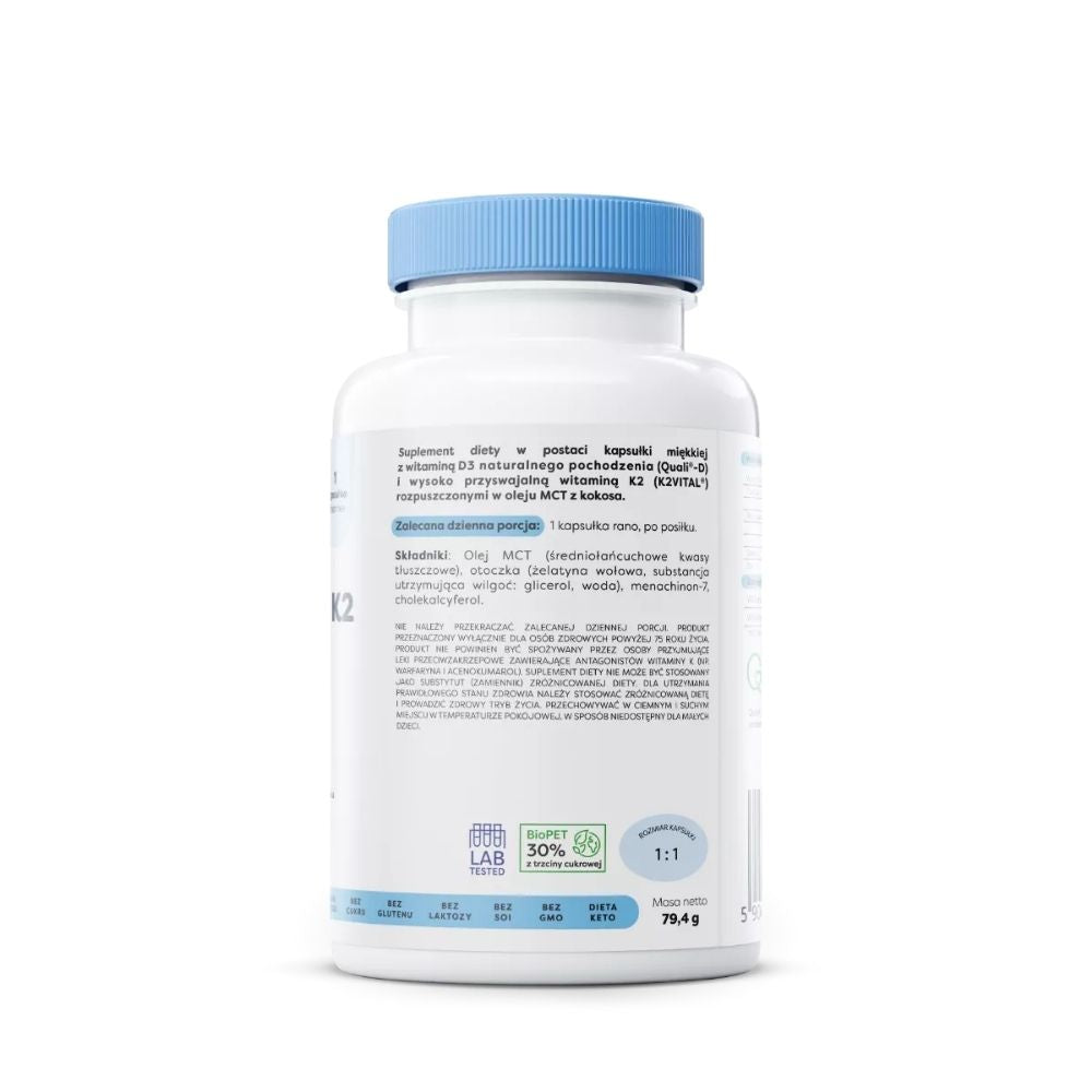Osavi D3 + K2 vitamīns, 4000 SV + 150 µg - 120 kapsulas