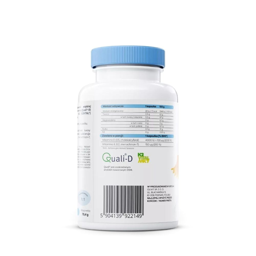 Osavi D3 + K2 vitamīns, 4000 SV + 150 µg - 120 kapsulas
