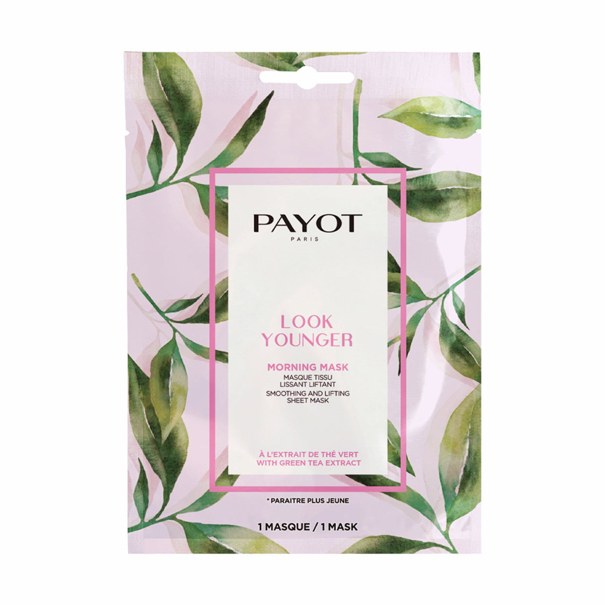 Payot, „Look Younger“ žaliosios arbatos lyginanti ir stangrinanti lakštinė veido kaukė rytui, 19 ml