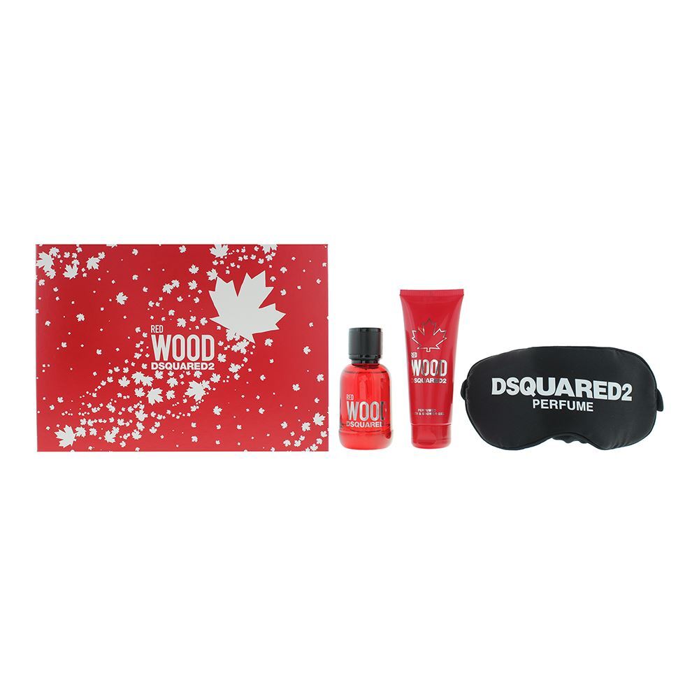 Set Dsquared 2: Red Wood, Eau De Toilette, For Women, 50 ml + Red Wood, Shower Gel & Shampoo 2-In-1, 50 ml + Dsquared, Sleep Mask, Black, Universal