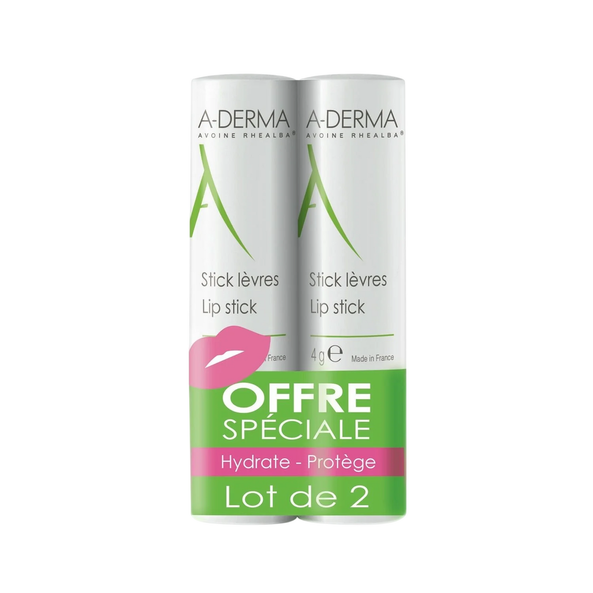 Divu daļu komplekts, A-Derma, A-Derma, mitrinošs lūpu balzams, 2 gab., 4 ml