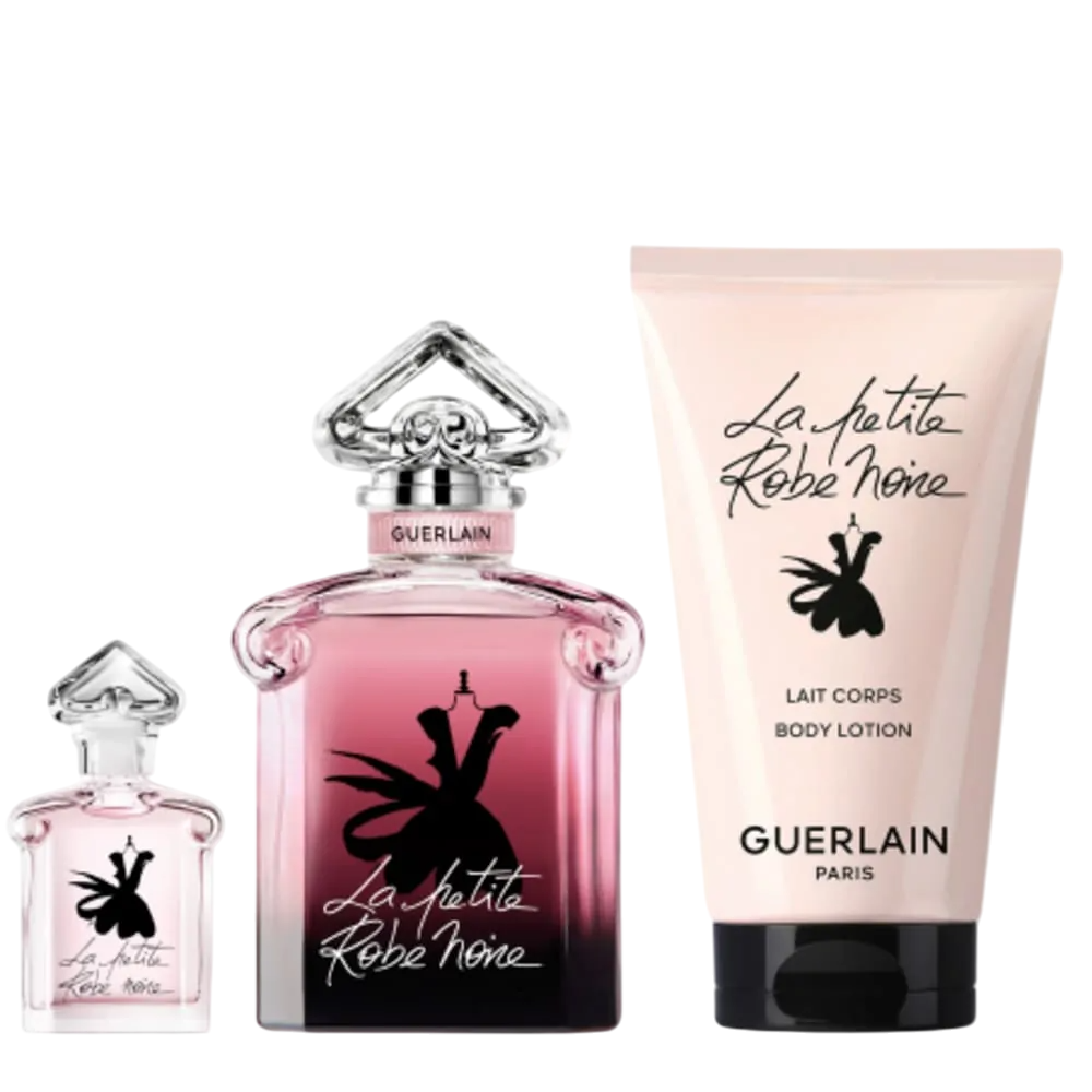 Guerlain komplekts: La Petite Robe Noire Intense, parfimērijas ūdens, sievietēm, 50 ml + La Petite Robe Noire Intense, parfimērijas ūdens, sievietēm, 5 ml + La Petite Robe Noire Intense, mitrinošs ķermeņa losjons, 75 ml