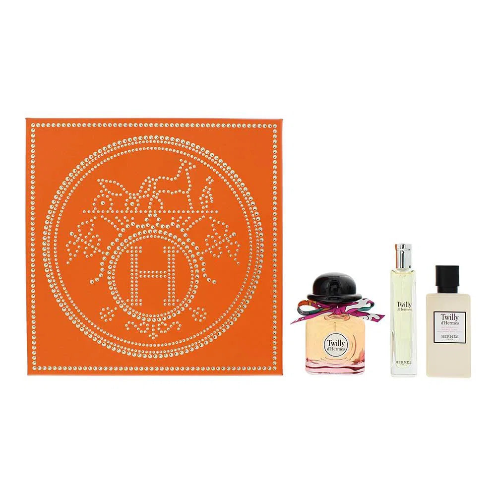 Hermès komplekts: Tutti Twilly d’Hermès, parfīms, sievietēm, 85 ml + Tutti Twilly d’Hermès, parfīms, sievietēm, 15 ml + Tutti Twilly d’Hermès ķermeņa losjons, 80 ml