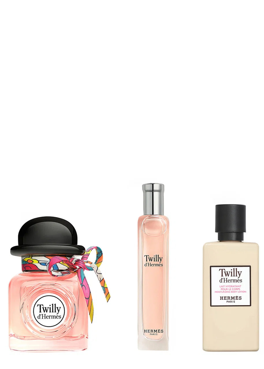 Komplekts Hermes: Twilly d'Hermes, Eau De Parfum, sievietēm, 50 ml + Twilly d'Hermes, Eau De Parfum, sievietēm, 15 ml + Twilly d'Hermes ķermeņa losjons, 40 ml