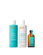 Rinkinys Moroccanoil: Drėkinamasis, be parabenų, plaukų kondicionierius, drėkinantis ir suteikiantis blizgesio, 250 ml + Drėkinamasis, be parabenų, plaukų šampūnas, drėkinantis ir suteikiantis blizgesio, 250 ml
