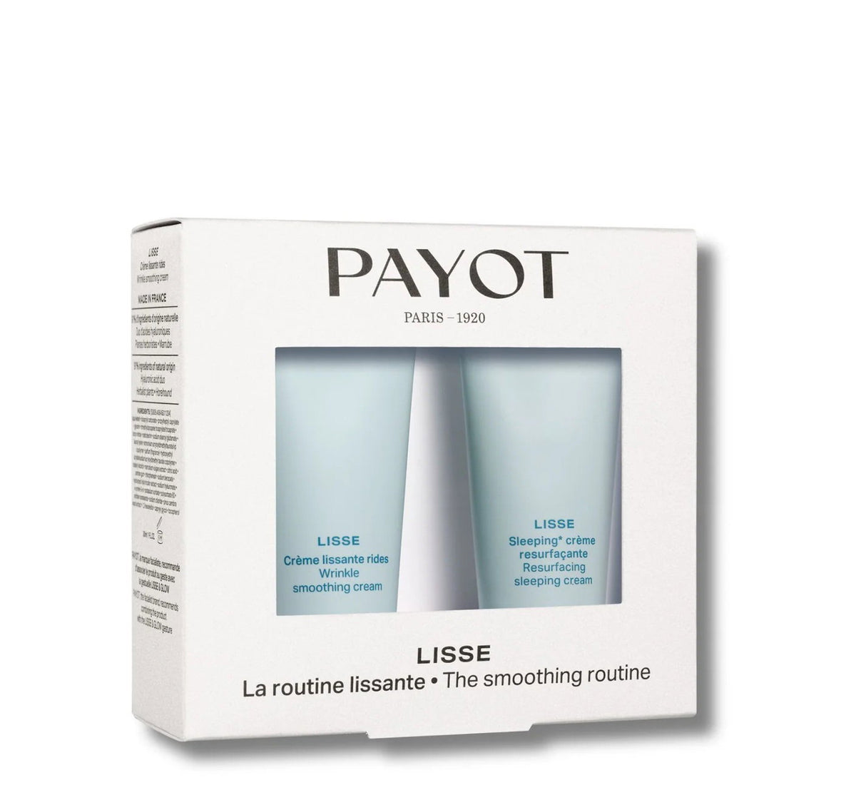 Rinkinys „Payot“: „Lisse“ odos atnaujinimo naktinis kremas veidui, 30 ml + „Lisse“ raukšles lyginantis kremas veidui, 30 ml