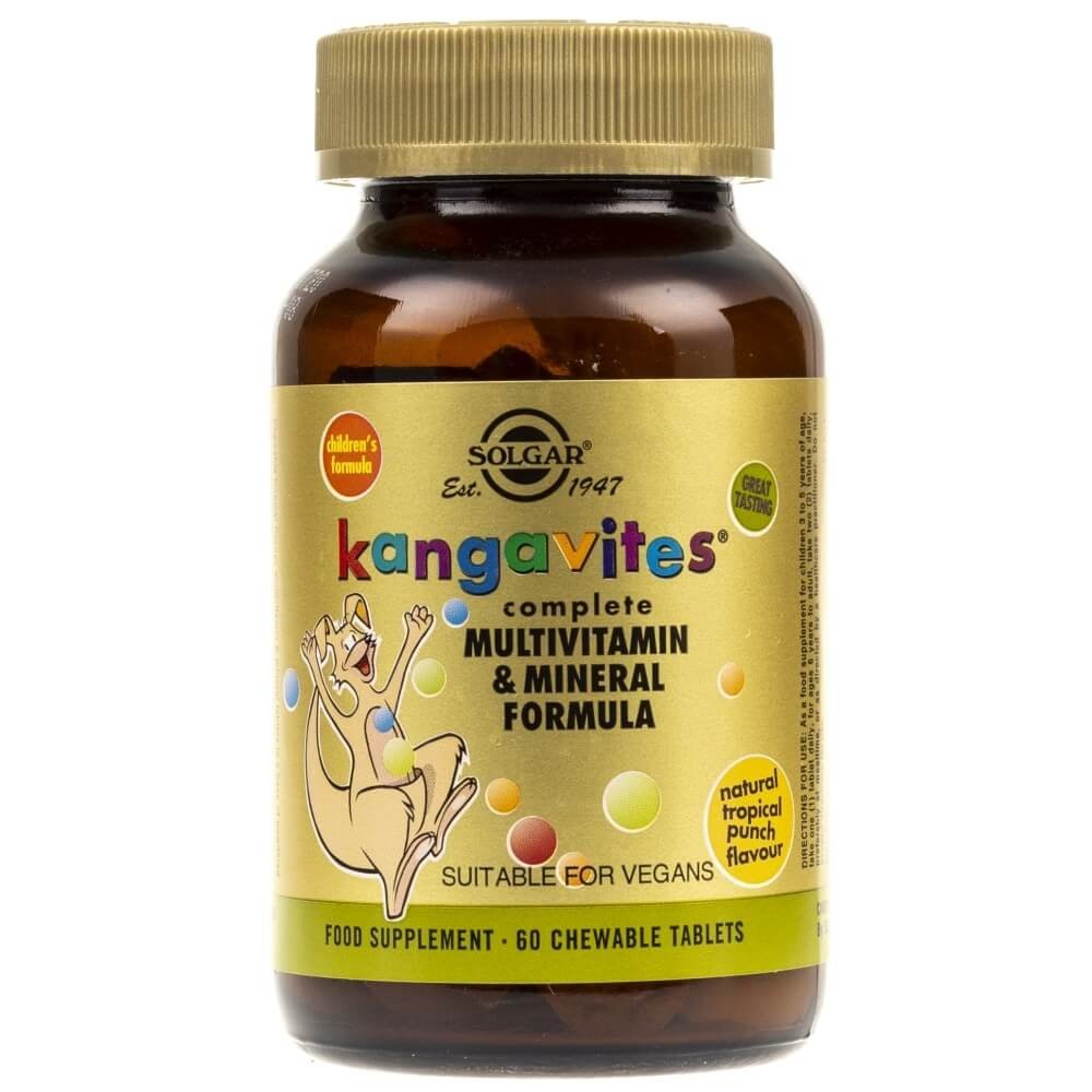 SOLGAR Kangaroo vitamīni bērniem (tropu garšas) – 60 košļājamās tabletes