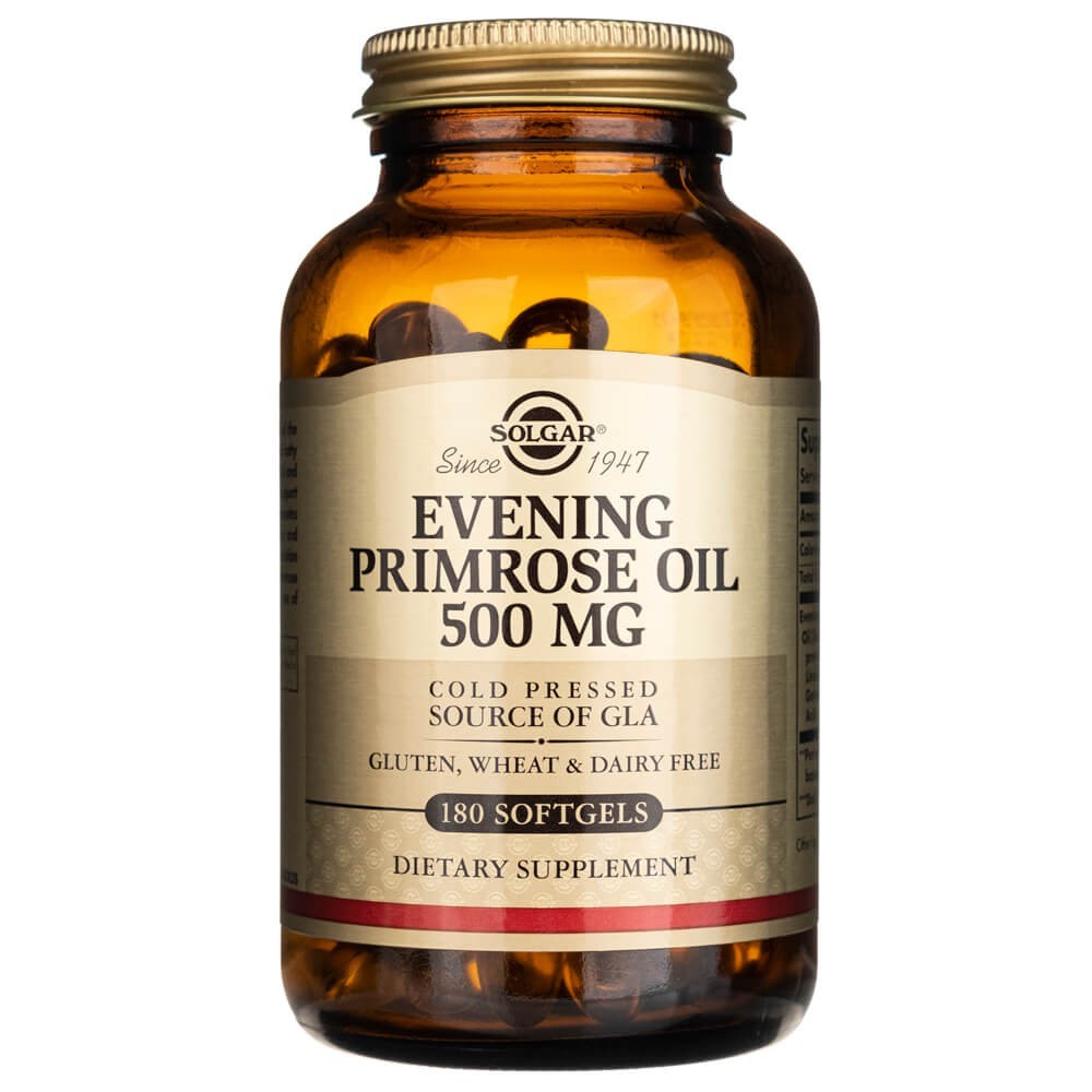 SOLGAR naktssveces eļļa 500 mg – 180 kapsulas