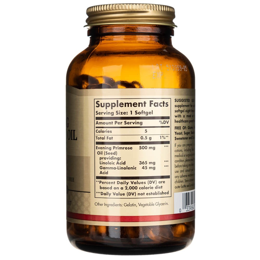SOLGAR naktssveces eļļa 500 mg – 180 kapsulas