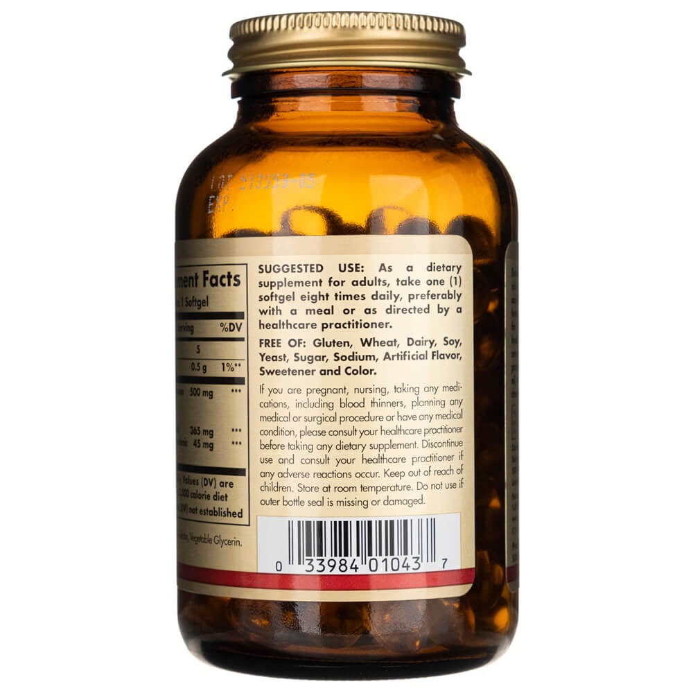 SOLGAR naktssveces eļļa 500 mg – 180 kapsulas