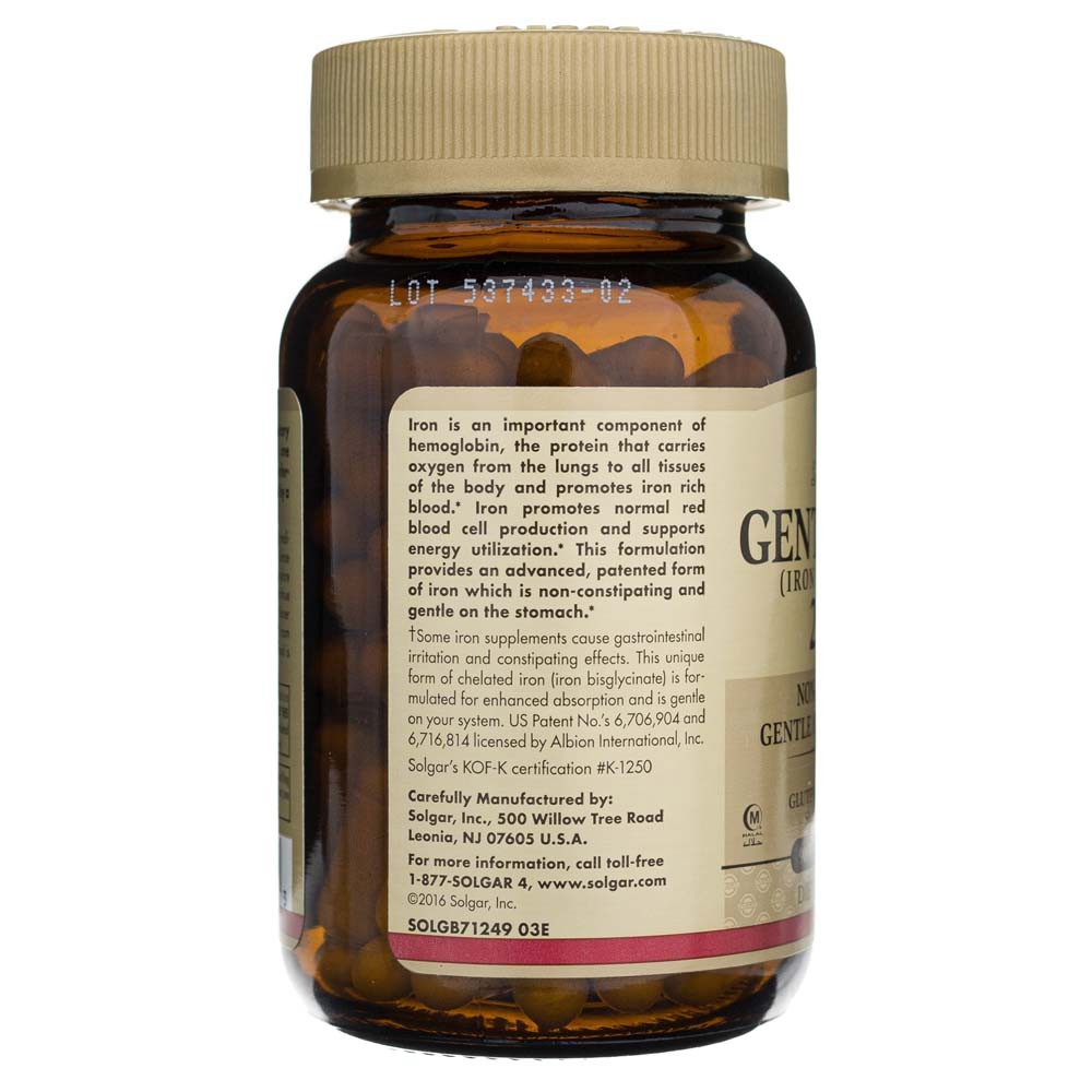 SOLGAR Gentle Iron dzelzs 25 mg – 90 kapsulas