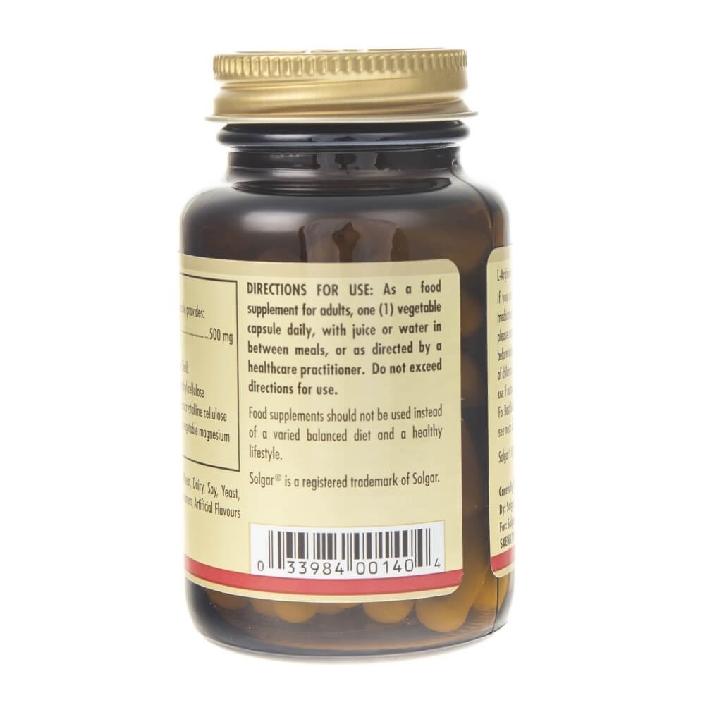 SOLGAR L-arginīns 500 mg – 50 kapsulas