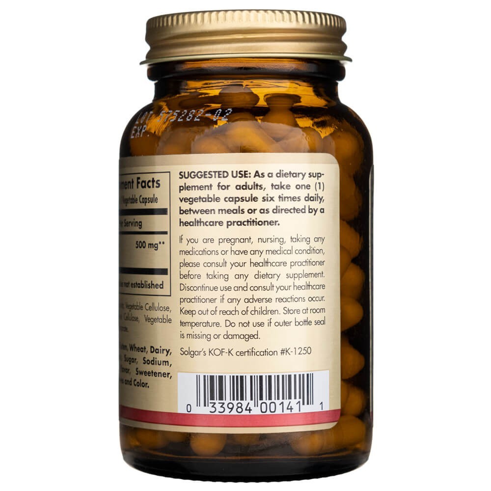 SOLGAR L-arginīns 500 mg – 100 kapsulas