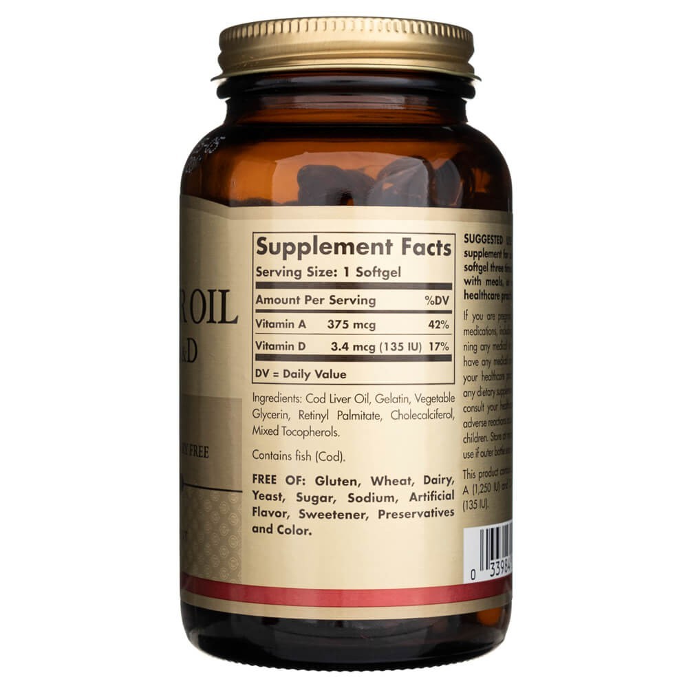 SOLGAR mencu aknu eļļa (A un D vitamīns) – 250 kapsulas