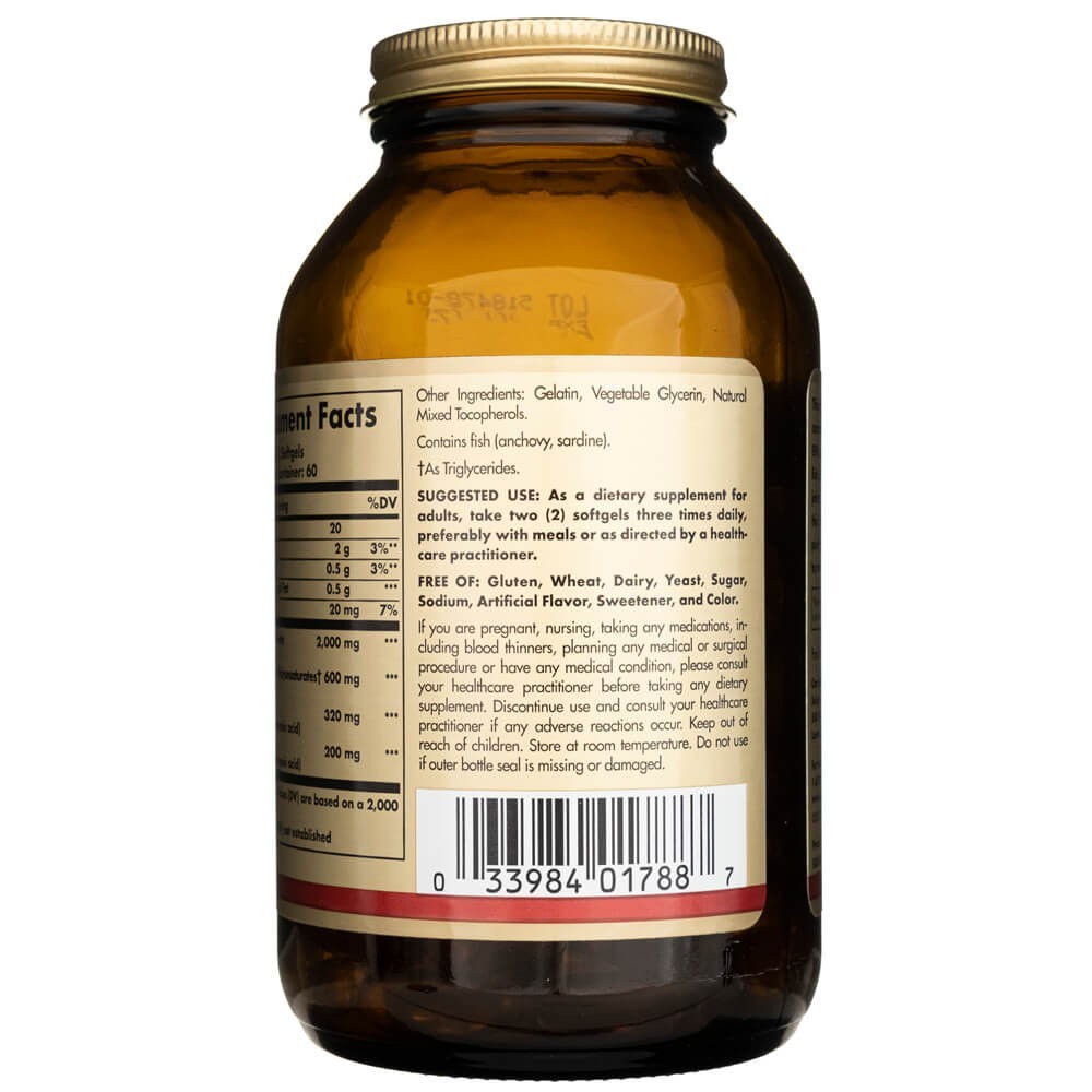 SOLGAR Omega-3 zivju eļļas koncentrāts – 120 kapsulas