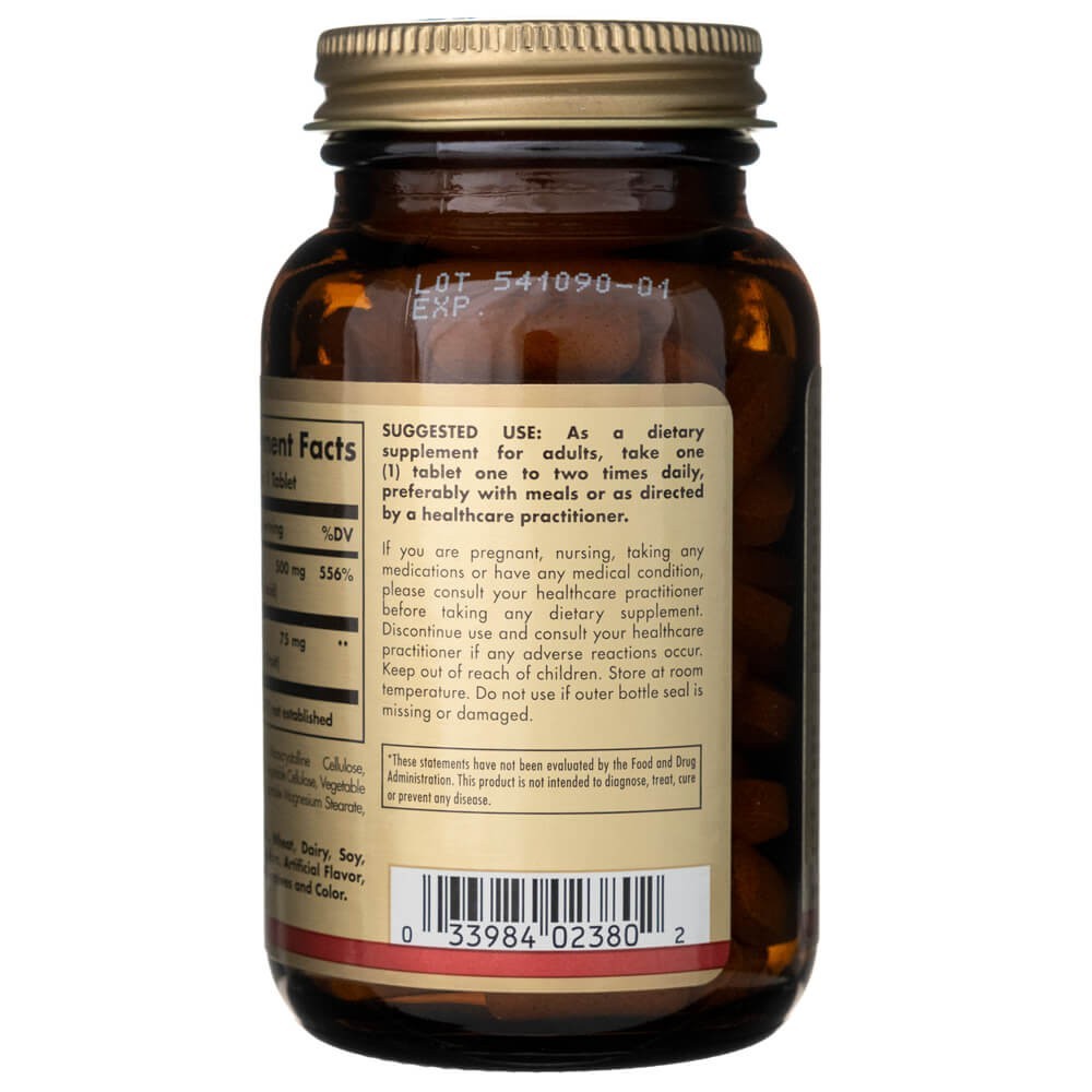 SOLGAR C vitamīns 500 mg ar mežrozītēm – 100 tabletes