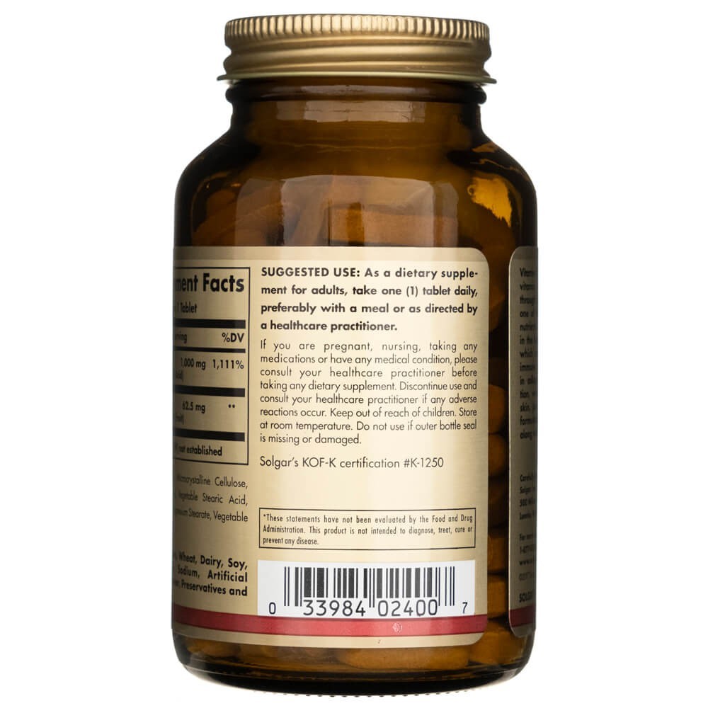 SOLGAR C vitamīns 1000 mg ar mežrozītēm – 100 tabletes